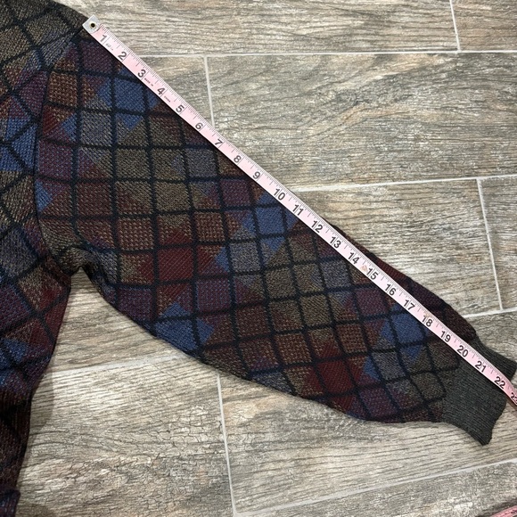 Vtg Natural Issue Sweater Mens Large Multicolor Plaid Grandpa Preppy Academia - Picture 8 of 8